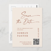 Elegant Photo Afstuderen Sla de datum QR-code op Briefkaart (Voorkant / Achterkant)