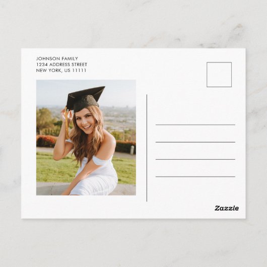 Elegant Photo Afstuderen Sla de datum QR-code op Briefkaart (Achterkant)