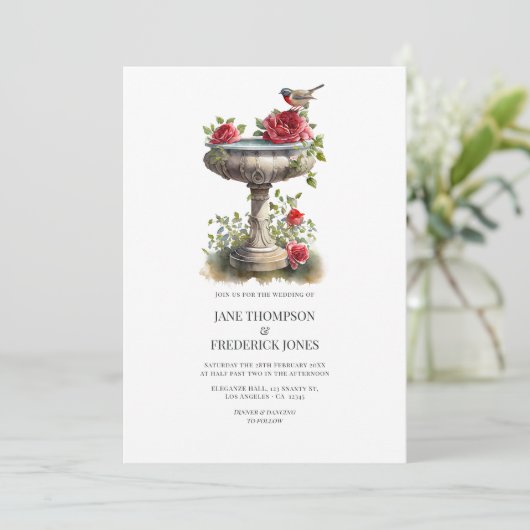 Elegant Photo and QR Code Garden Wedding Kaart (Staand voorkant)