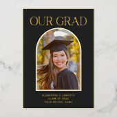 Elegant Photo Arch Afstuderen Black Gold Foil Kaar Folie Uitnodiging (Voorkant)