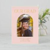 Elegant Photo Arch Afstuderen Pink Gold Foil Kaart (Staand Voorkant)
