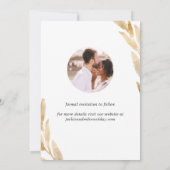 Elegant Photo Arch en Golden Leaves Wedding Save The Date (Achterkant)
