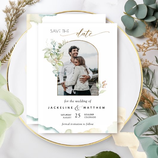 Elegant Photo Arch, Eucalyptus Greenery Waterverf Save The Date