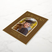 Elegant Photo Arch Graduation Brown Gold Foil Card Folie Uitnodiging (Gedraaid)