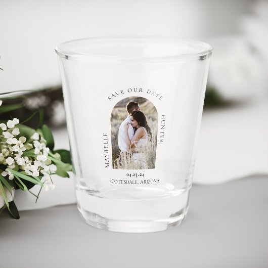 Elegant Photo Arch Lijst Sla de datum op Shot Glas