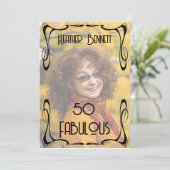 Elegant Photo Art Deco 50th Fab Birthday Kaart (Staand voorkant)