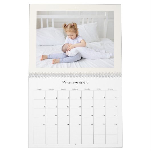 Elegant Photo Baby Birth Announcement 2026 Kalender (Feb 2026)