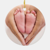Elegant Photo Baby's First Kerstscript Keramisch Ornament (Achterkant)