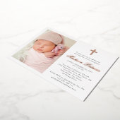 Elegant Photo Baptisme Real Gold Folie Uitnodiging (Gedraaid)