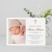 Elegant Photo Baptisme Real Gold Folie Uitnodiging (Staand Voorkant)
