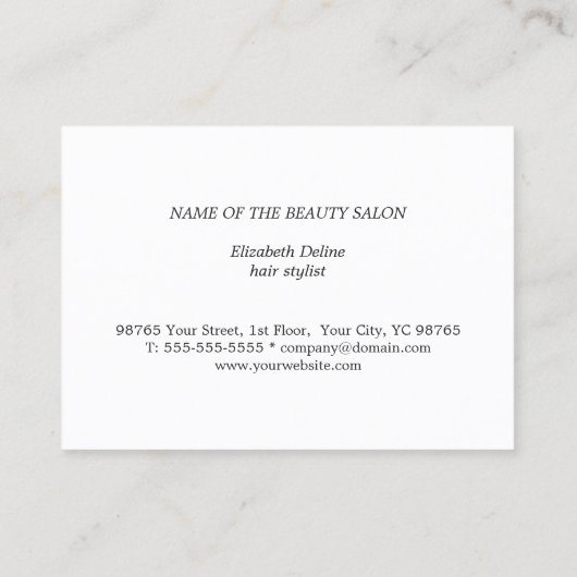 Elegant Photo Beauty Salon Hair Reference Kaart (Achterkant)