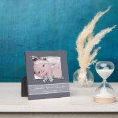 Elegant Photo Birth Announcement Silver Ribbon Fotoplaat (Insitu)
