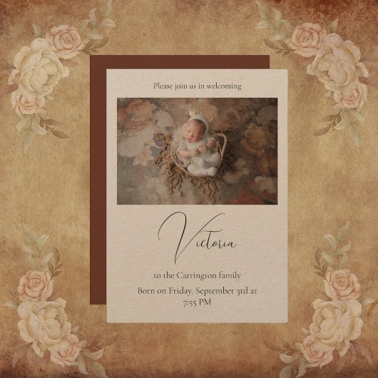 Elegant Photo Birth Baby Announcement Card Aankondiging