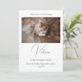 Elegant Photo Birth Baby Announcement Card Aankondiging (Staand voorkant)