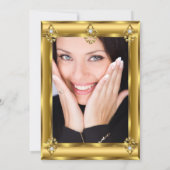 Elegant Photo Birthday Black Gold Diamond Kaart (Achterkant)