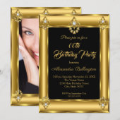 Elegant Photo Birthday Black Gold Diamond Kaart (Voorkant / Achterkant)