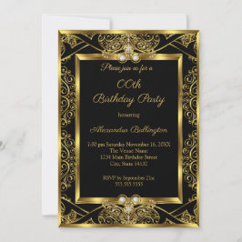 Elegant Photo Birthday Black Gold Jewel Kaart