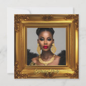 Elegant Photo Birthday Party  Gold Lijst Kaart (Voorkant)