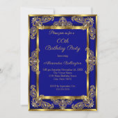 Elegant Photo Birthday Royal Blue Gold Jewel Kaart (Voorkant)