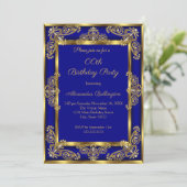 Elegant Photo Birthday Royal Blue Gold Jewel Kaart (Staand voorkant)