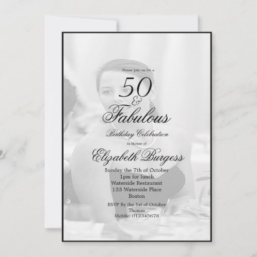 Elegant Photo Black and White 50 en Fabulous Kaart (Voorkant)