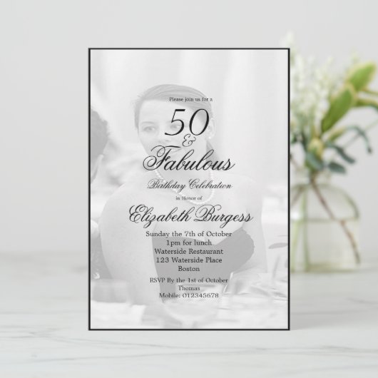 Elegant Photo Black and White 50 en Fabulous Kaart (Staand voorkant)