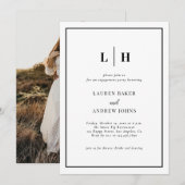 Elegant Photo Black and White Engagement Party Kaart (Voorkant / Achterkant)