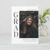 Elegant Photo Black and White Graduation Bedankkaart (Staand voorkant)