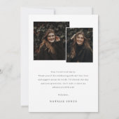 Elegant Photo Black and White Graduation Bedankkaart (Achterkant)