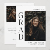 Elegant Photo Black and White Graduation Bedankkaart (Voorkant / Achterkant)