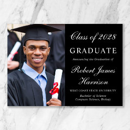 Elegant Photo Black College Graduing Aankondiging