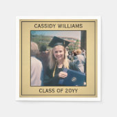 Elegant Photo Black en Gold Faux Folie Afstuderen Servet (Voorkant)