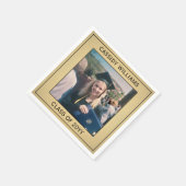 Elegant Photo Black en Gold Faux Folie Afstuderen Servet (Hoek)