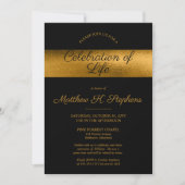 Elegant Photo Black | Gold Celebration of Life Kaart (Voorkant)