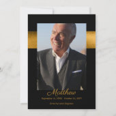 Elegant Photo Black | Gold Celebration of Life Kaart (Achterkant)