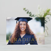 Elegant Photo Black Gold Foil Afstudeerder Aankond Folie Uitnodiging (Staand Voorkant)