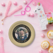 Elegant Photo Black & Gold Modern Graduparty Papieren Bordje (Feest)