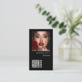 Elegant Photo Black QR Code Social Icons Makeup Visitekaartje (Staand voorkant)