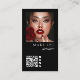 Elegant Photo Black QR Code Social Icons Makeup Visitekaartje
