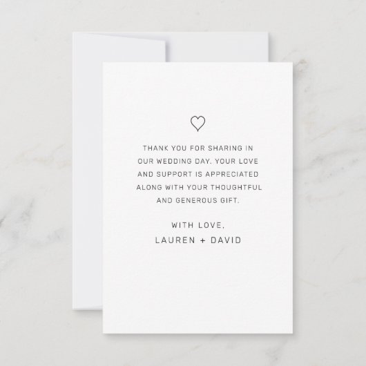 Elegant Photo Black Script White Wedding Hartelijk Bedankkaart (Achterkant)