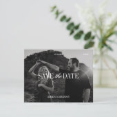 Elegant Photo Black & White Save the Date Card (Staand voorkant)