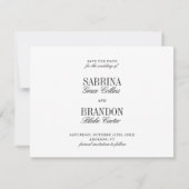 Elegant Photo Black & White Save the Date Card (Achterkant)