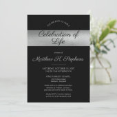 Elegant Photo Black | Zilveren viering van het lev Kaart (Staand voorkant)