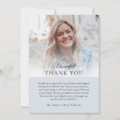 Elegant Photo Blue Christian Funeral Thank You Bedankkaart (Voorkant)