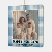 Elegant Photo Blue Plaid Christmas Ornament  (Links)