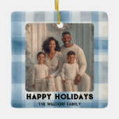 Elegant Photo Blue Plaid Christmas Ornament  (Voorkant)