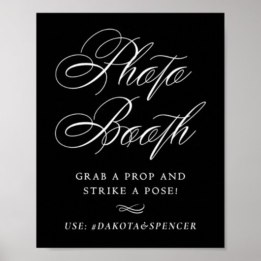 Elegant Photo Booth Strike a Pose | Wit schrift Poster (Voorkant)
