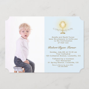 Elegant Photo Boy Gold Chalice-bevestiging Kaart