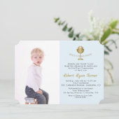Elegant Photo Boy Gold Chalice Heilige Communie Kaart (Staand voorkant)