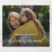 Elegant Photo Bridesmaid Voorstel Sparkling Wijnetiket (Enkel label)